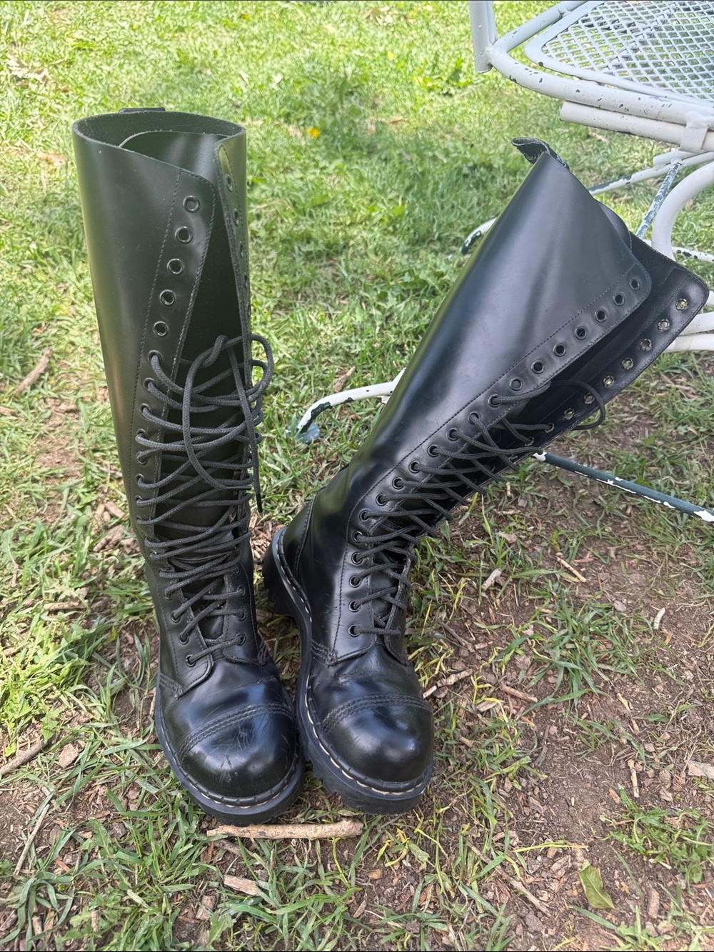 Gripfast vintage rare leather made In England tall combat boots lace up